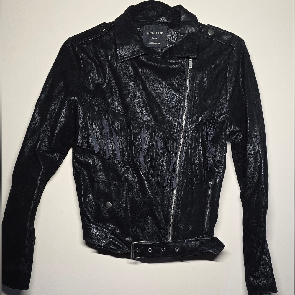 Love Tree Midnight Black Jacket with Fringe
